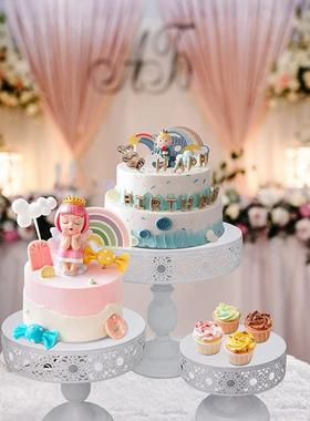 心白色铁艺品台歇摆件IRL展示架蛋糕托盘欧式下午茶点架冷甜餐茶