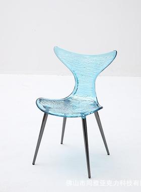 亚CPI克子力家居水晶餐椅美人椅鱼水晶创意设计休闲家用艺术鱼尾