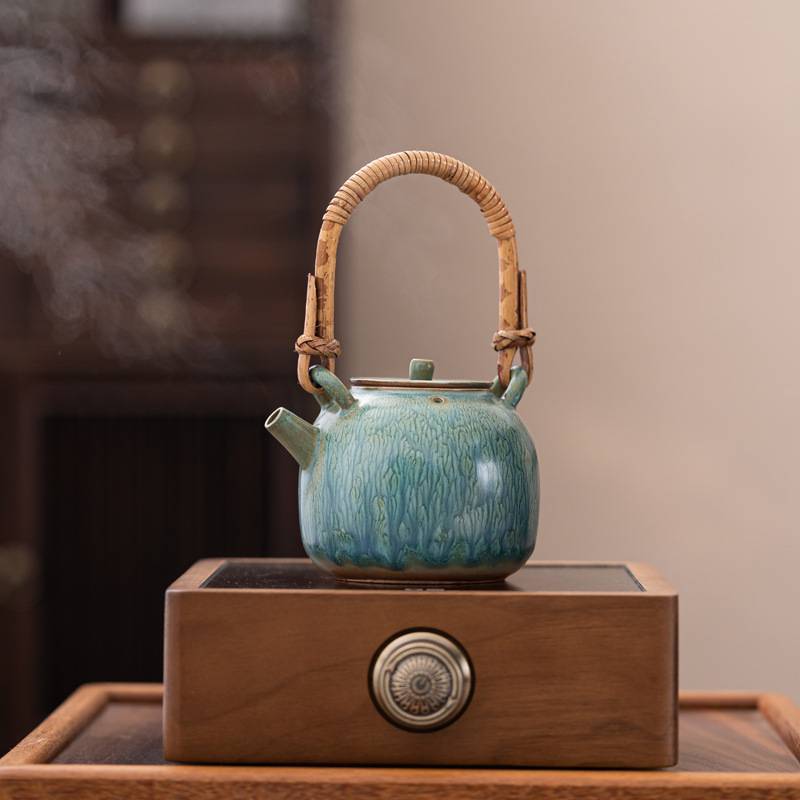 围炉煮茶家用户外明火煮茶炉手作窑变茶壶煮茶器泡茶温茶壶提梁壶