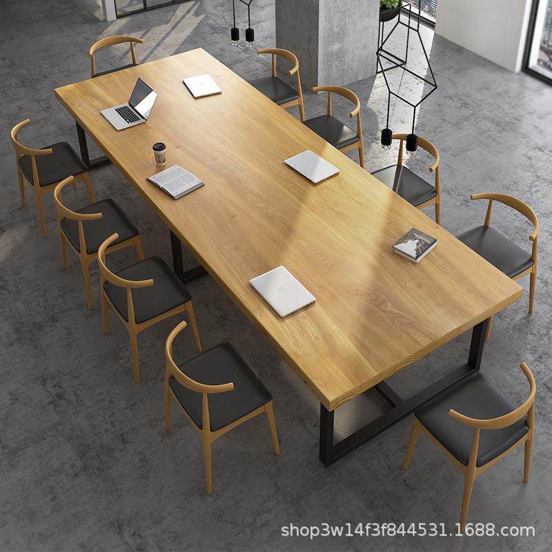 简用约电实木会议桌椅作办公室长桌工台职员脑无品牌/桌家铁艺办