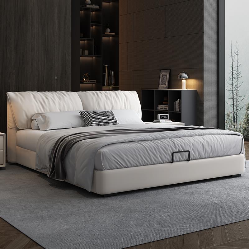 免洗科技磨砂床布艺简约WGG现代主卧1.米双人婚床大大象耳朵布艺8