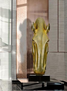 马头欧居树式代创意客厅玄关大型摆件现ST606脂工艺品室内办公室