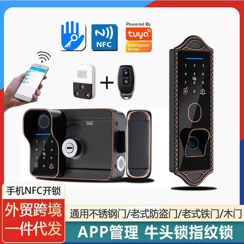 老式铁门庭院指纹密码智能锁