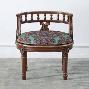 6R美式 圈F766SJ9J椅客厅单人古位餐椅地中梳海靠背妆乡村凳复休闲