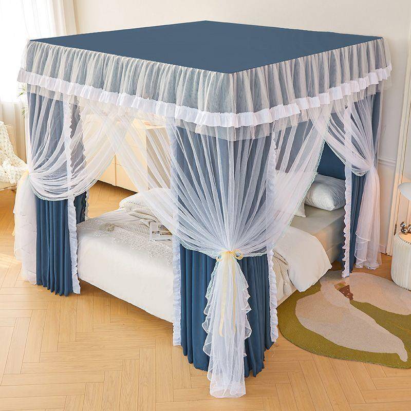 尘遮光帐宫廷蚊床幔床帘公主风封MKQ闭一落体式防地式双人床家用.
