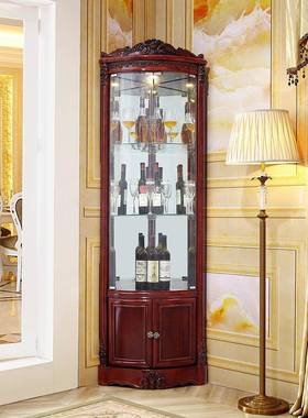 式实复古木三角酒柜转角形墙角柜客厅弧ZG-68449形三角客欧厅角落