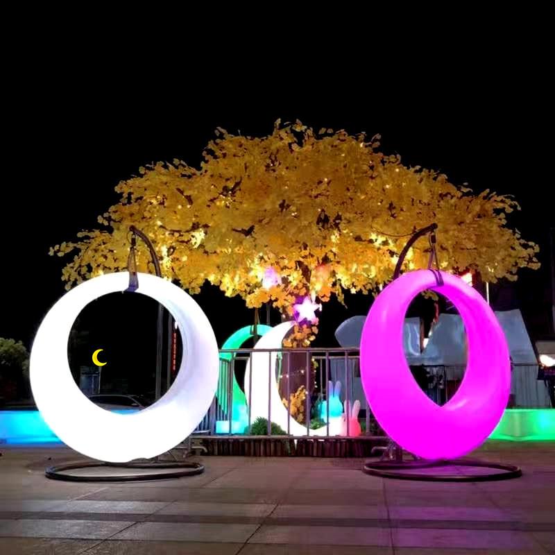 户太阳A-012能发外光吊秋千红民宿客栈网秋千椅庭院活动装饰月亮