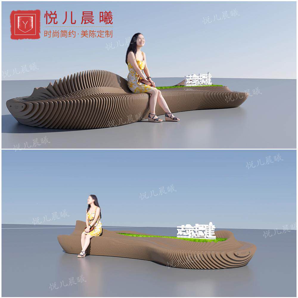 户外防腐木凳异形木质切坐812树池座椅商场酒创店意等候休片闲椅