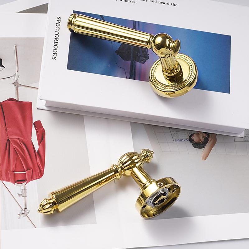 JNE锌合金式金色门锁室内木分体门锁门卧室房门锁磁法吸把手轻奢