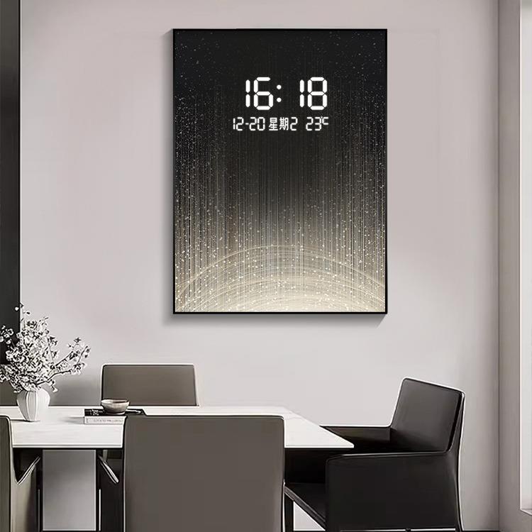 极简光影抽象电表箱装饰画L带ED盒时钟YYF表挂钟餐厅客配电箱遮挡