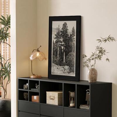 林黑白素装饰画描式复古中古风客厅壁画玄关走廊法书房挂QX202409