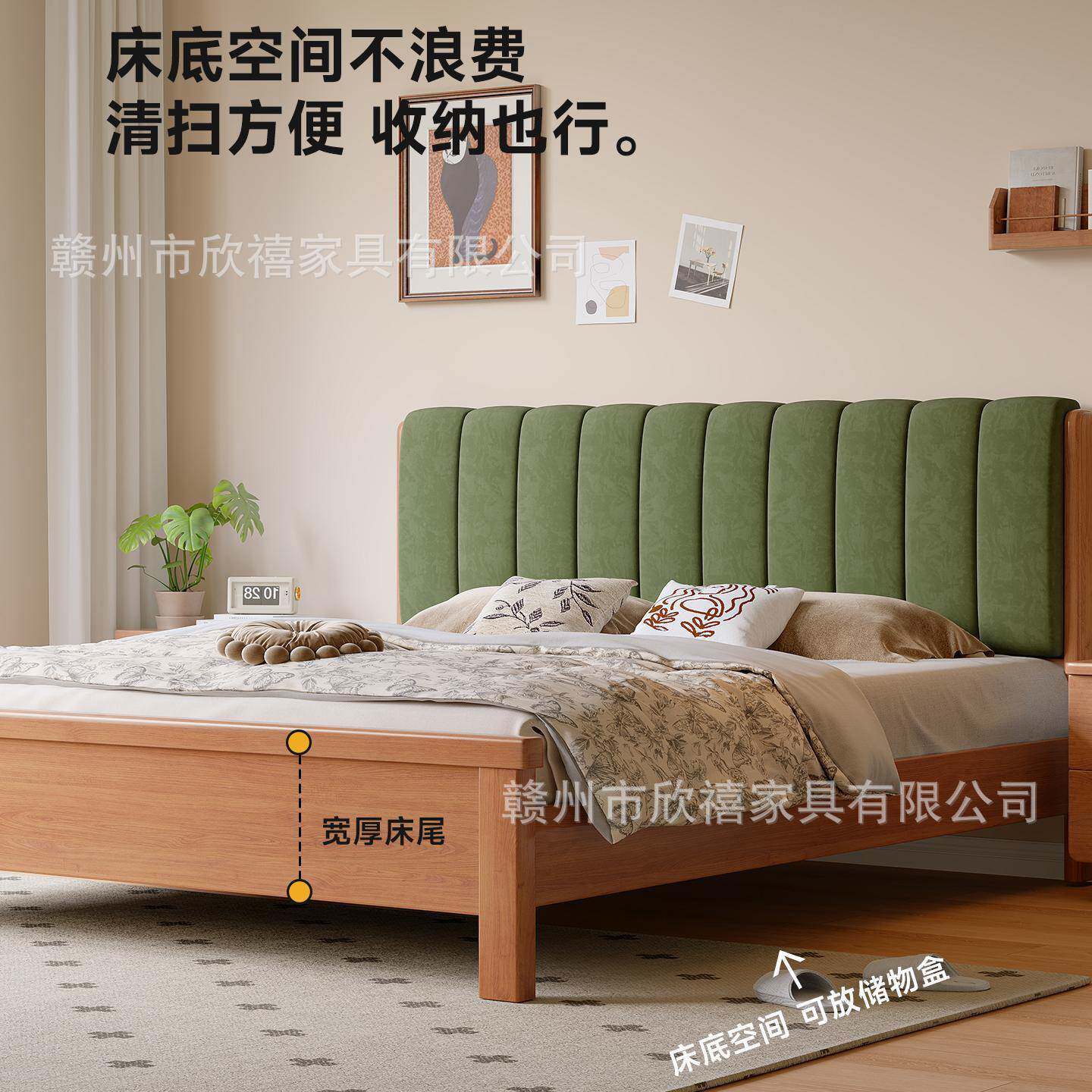 白橡木法式古床中古风约XX-Y732木床主卧室1.8复米实双人床1.5米