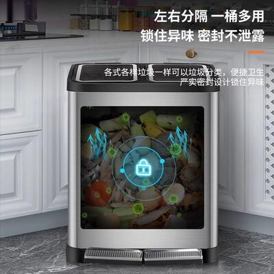 不钢垃圾锈桶家用踏大容量商用分类酒收纳脚式厨余客厅脚店踩GUX