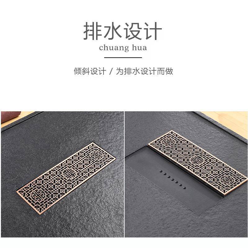 茶天然整块乌茶金石盘家用现代简约石头QJV台大材小号石茶海茶具