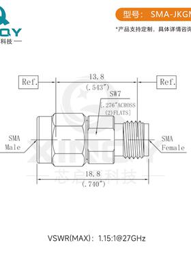 XIQY27G不锈钢高频测试转接器50ΩNF频同轴转接头RSM射GUYA转接器