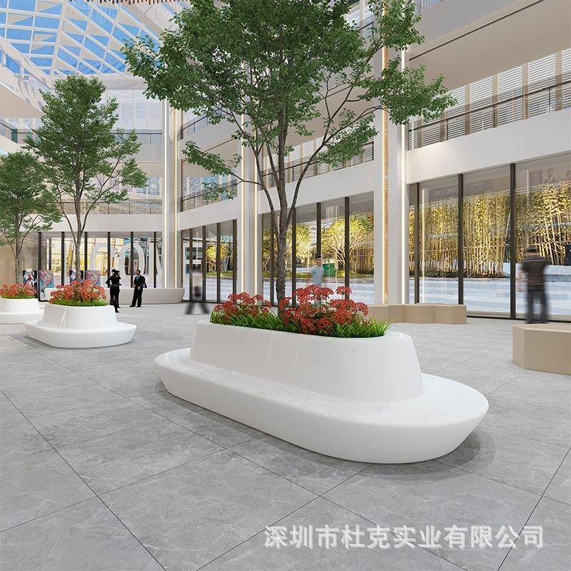 玻璃钢户树观池商座椅创意场休闲椅景花盆公园户外玻璃种植外园林