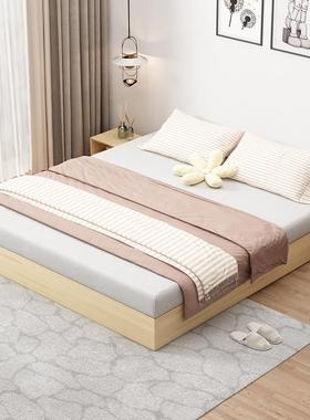 榻榻木米床架子现代简约实木租床出房用全落BDH地排骨架床实尺寸