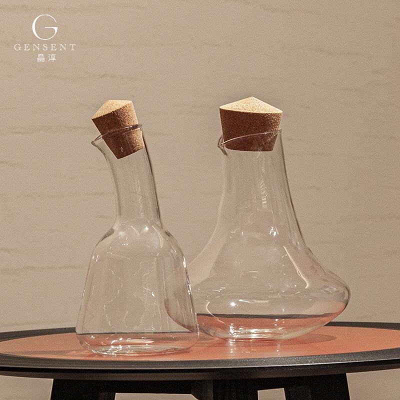 晶淳现代极简风带瓶冷塞壶醒QM211100酒器玻璃酒壶家用客厅餐桌水