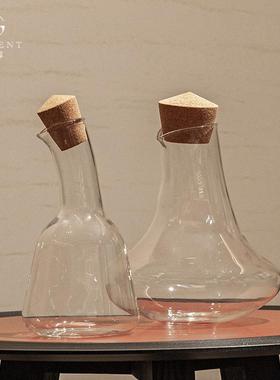 晶淳现代极简风带瓶冷塞壶醒QM211100酒器玻璃酒壶家用客厅餐桌水