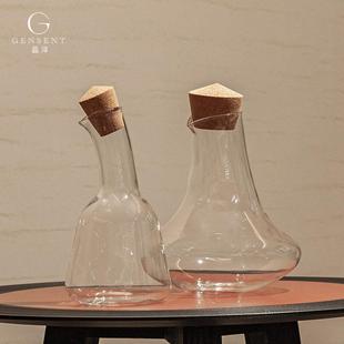 晶淳现代极简风带瓶冷塞壶醒QM211100酒器玻璃酒壶家用客厅餐桌水