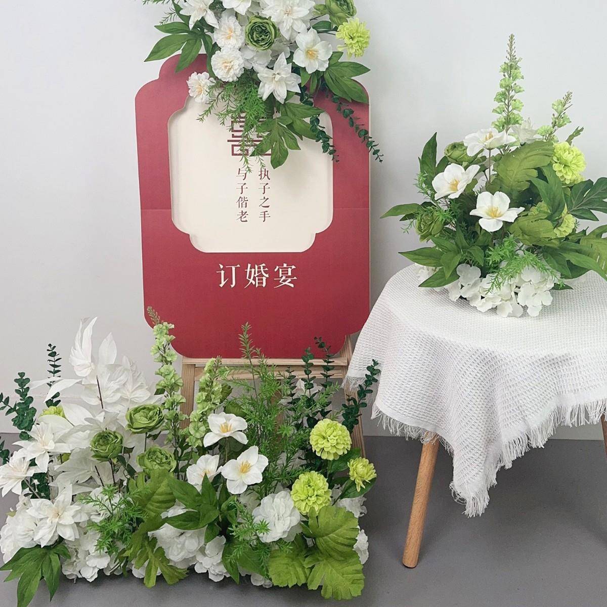 婚庆仿真花婚岁布置订婚花艺摆78件礼地排花假周花装迎宾花路饰引