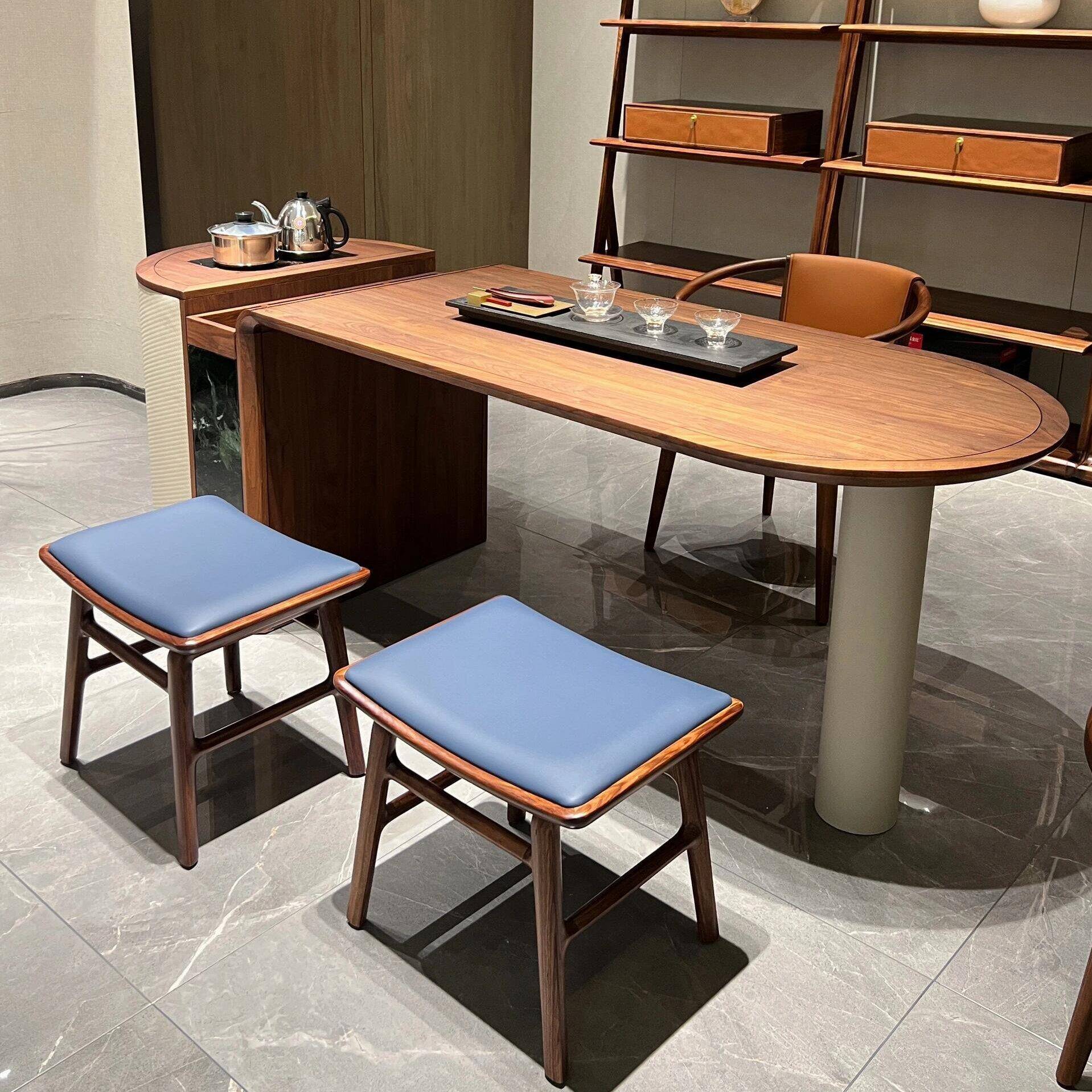 黑阳台茶户桌椅组合新中式简约胡桃XTO木茶茶桌小型家用客厅办公