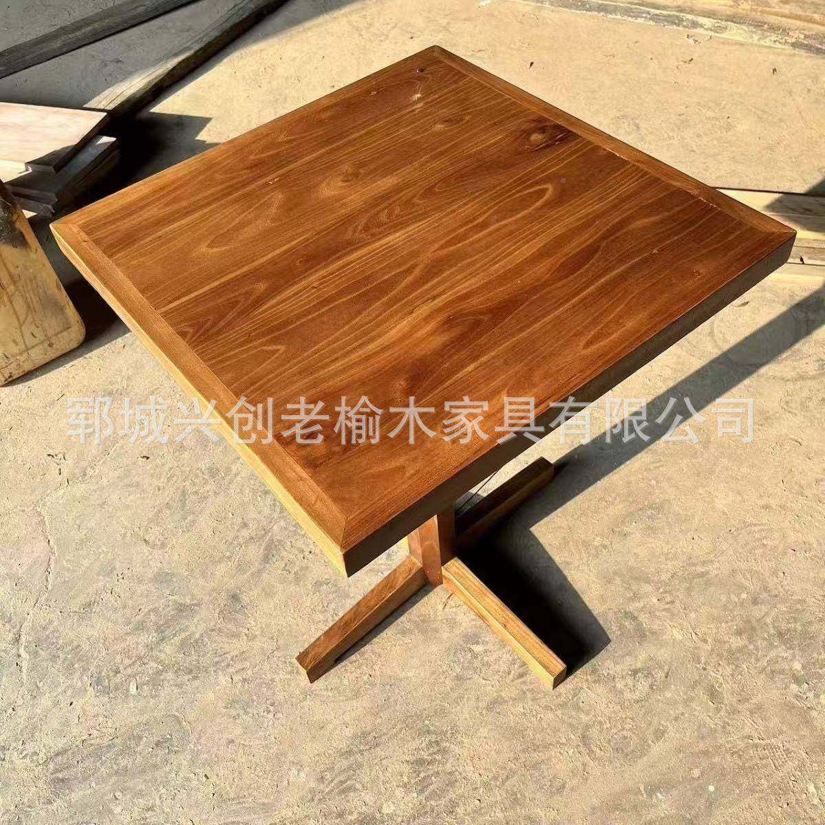 复古实木方桌无品牌/形方台阳小实茶桌新中式木泡茶桌家用餐桌民