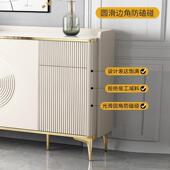 909奢餐边柜一体靠轻墙奶油风玄关柜高档多功能碗客家用酒柜厨房