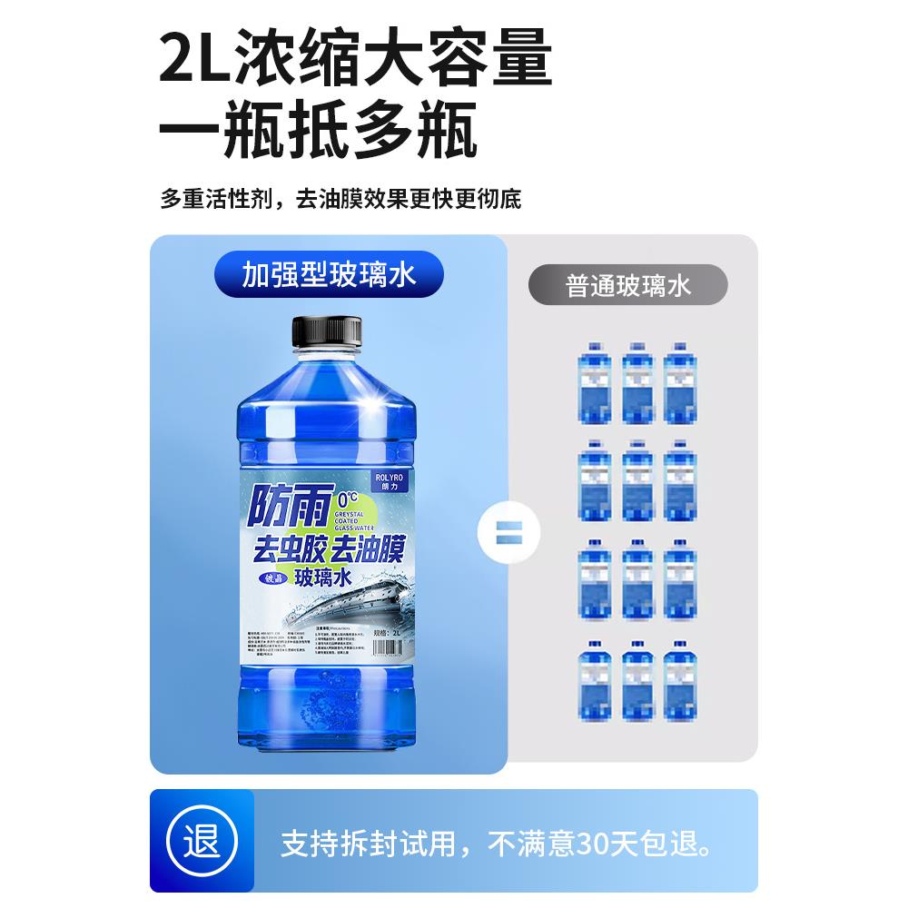 2L玻璃四季通用汽车去膜油除46875虫胶夏季防雨雨水水冬刮季防冻