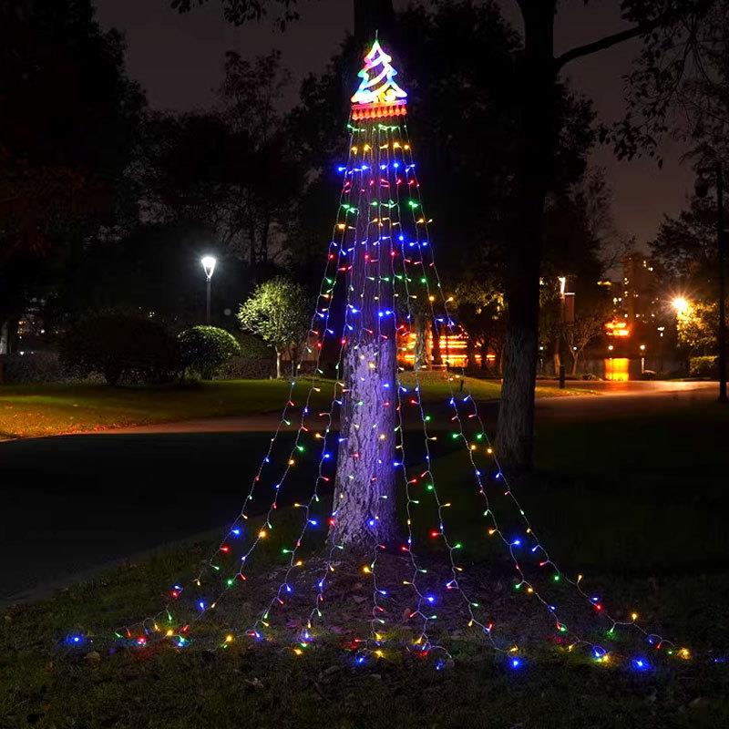 星星瀑灯幻彩皮线灯OPQ星星瀑布圣诞树瀑布灯幻彩布圣树诞瀑布灯