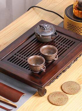 厂家批竹制简茶台易胡桃色茶味人式CP-CWRS-生储水式茶盘日沥茶水