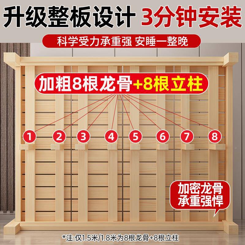 实木代床.储床现简约1F78JTMS8.5米双人床18m经济型出租房用1.2物