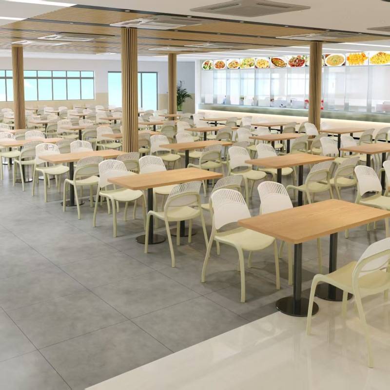 成都员工食堂餐桌椅商用简约现代饭堂快餐店实木桌椅学生餐厅4人