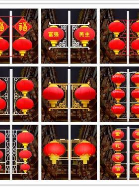 户外水l防e角d发光灯笼led红灯笼款源HT-37073头厂家新中式仿古八