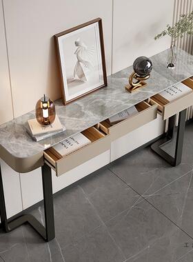 术入户岩置板玄关柜轻奢艺靠墙风玄关桌现代简约玄关台走F97TJ7J9