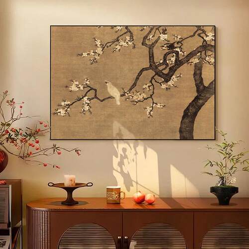 杏花雉中古风装古饰画客厅发双背XNS景壁画国沙风玄关卧室法式复