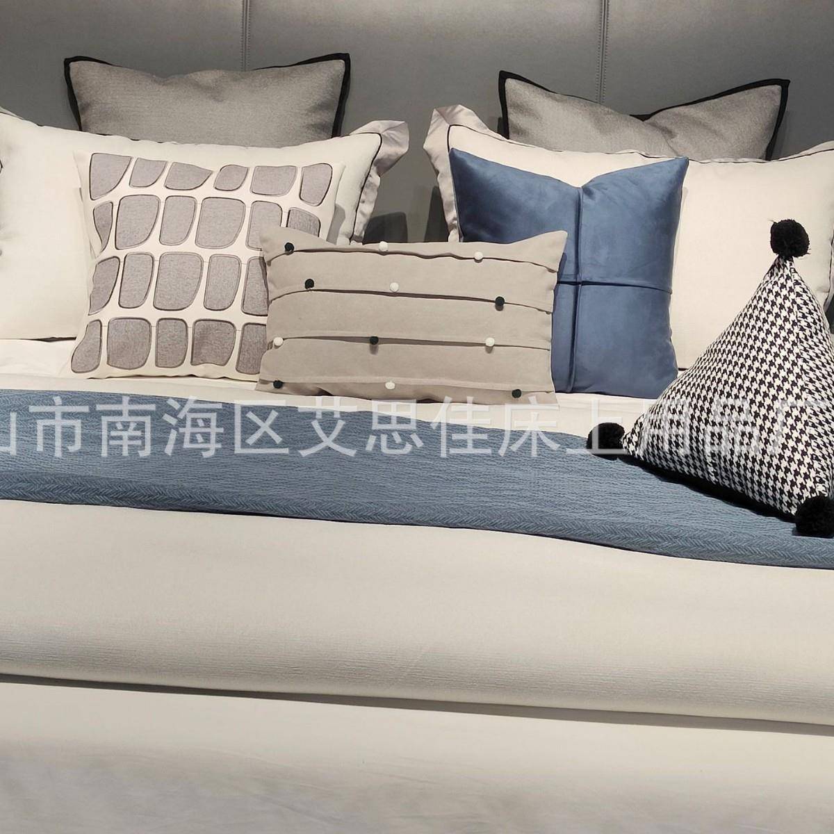 后现代意式实木BJP简极约简床品板板间展厅场样摆板软装房床品多
