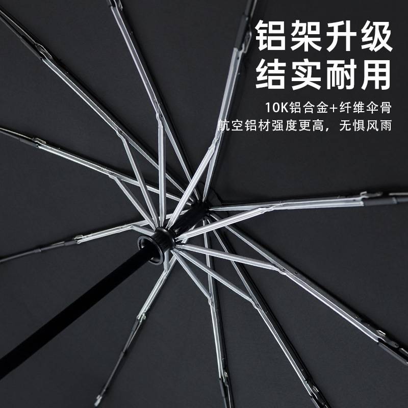 复古实木全自动伞115cm双人10骨加固加厚晴雨伞纯色折叠防风伞男