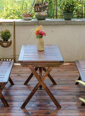 3Y户外桌实木露台F76ST755组合休椅椅花庭院别墅室外阳台闲园折叠