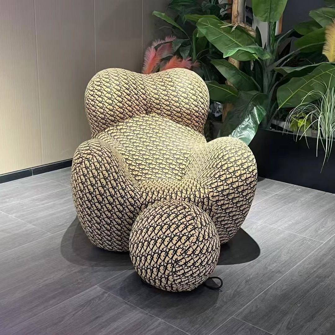 妈的怀BSK抱单人沙布艺休妈闲椅厅客阳台卧室中古发风网红懒人沙