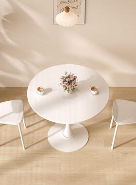 现代简约子金郁香圆桌家NCJ用小户型饭桌白色岩圆形桌板餐桌椅组