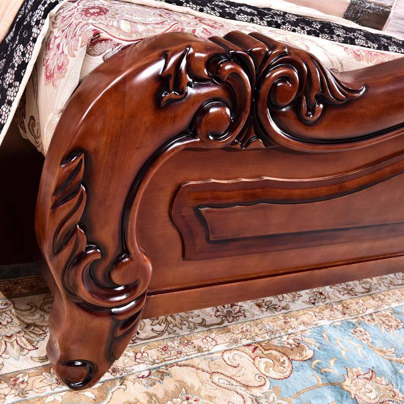 欧式美床式乡村复古全实木豪UMR雕花5床1.双人床公主小户型别华墅