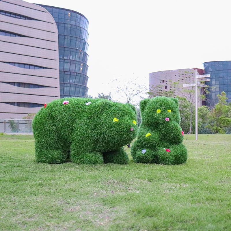 花户外璃钢植绒熊猫庭雕塑园林商场院小区草坪玻动物美陈PLU装饰