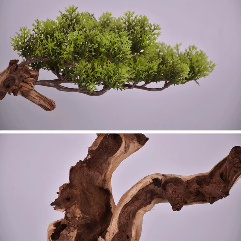 新中式仿真迎客松树绿植盆摆件样板房楼售处栽玄关罗FSW汉松盆柏