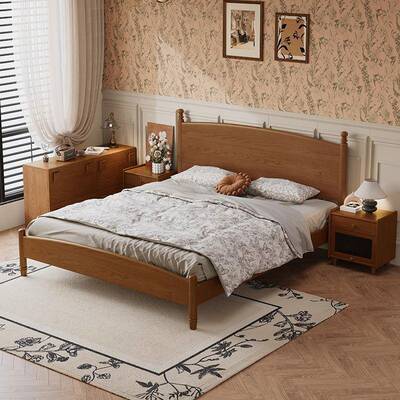 中古实木床高现代简约小户型主卧气53735白蜡木箱压储物床1.风8m