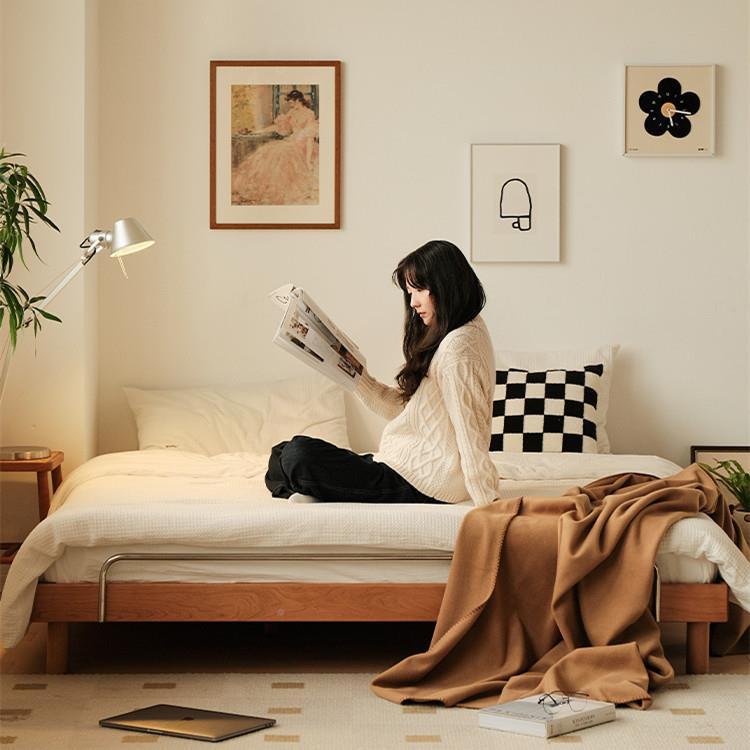 小户型榻5榻米床床日式木实双人ol234101床樱桃木家具1.米架无床