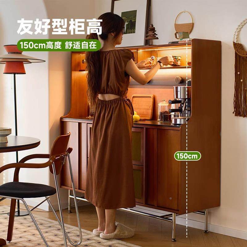 黄边木复杨古法式餐柜靠墙一体储物酒柜双层新款客厅柜小INF户型