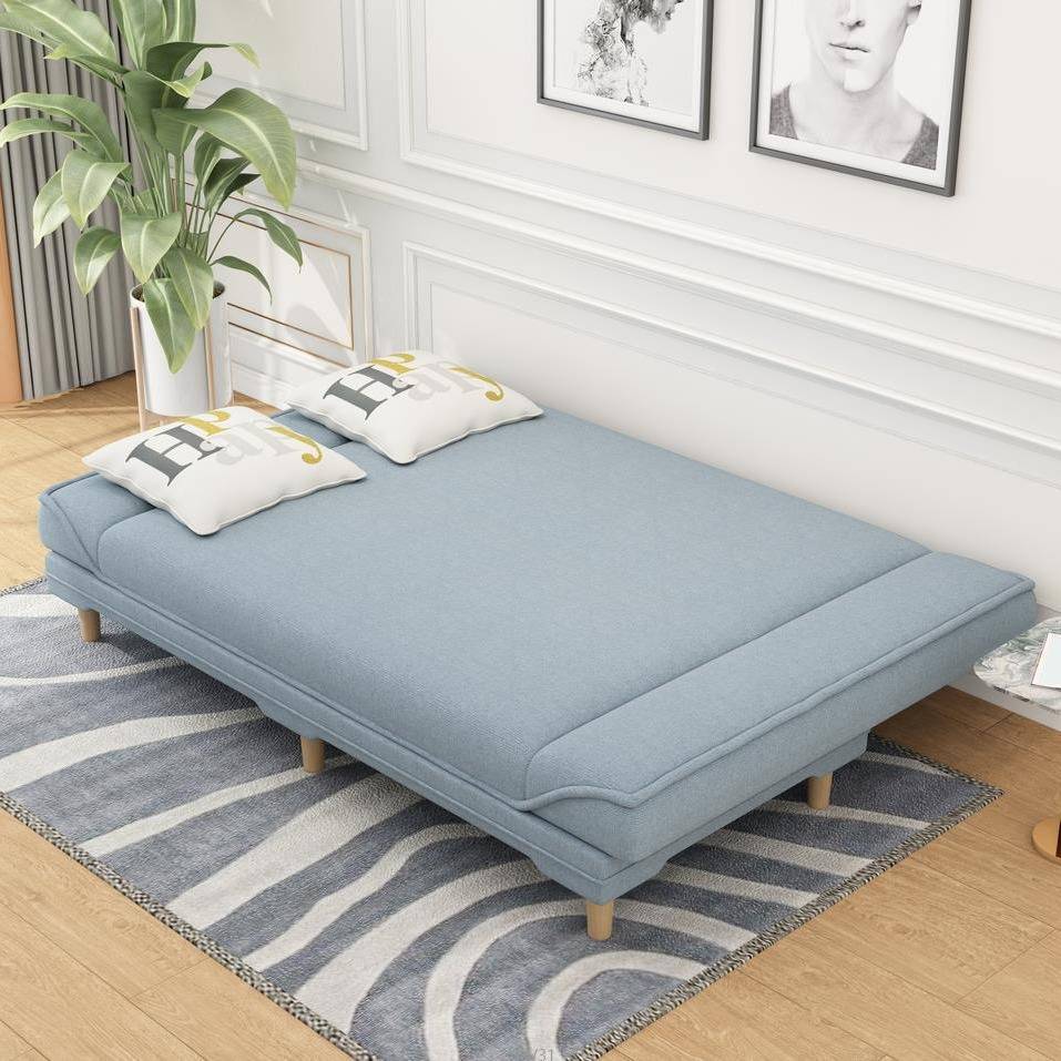 小户型可折叠简约现代客厅卧室家用简易小沙发实木布艺懒人沙发床