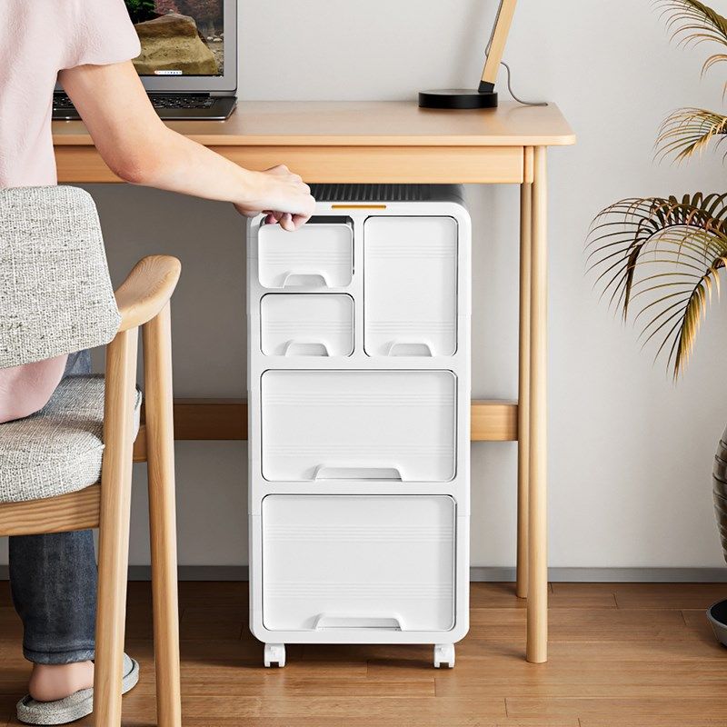 抽屉式收纳柜桌下可移动塑料多层置物柜办公室工位文件落地储物柜