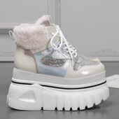 欧货羊毛雪地靴20m24冬季 新款 厚底增高11cm加绒保暖短靴女马丁靴